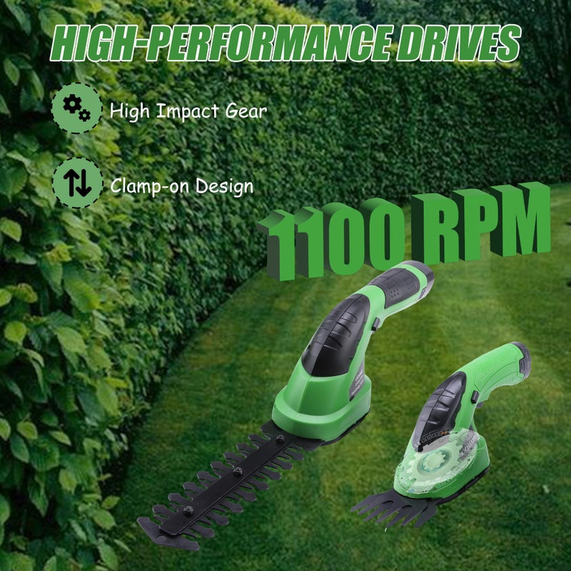 Lichamp 2-in-1 Electric Hand Held Grass Shear Hedge Trimmer Shrubbery Clipper Cordless Battery Powered Rechargeable for Garden and Lawn, CGS-3601 Grass Green - Image 5